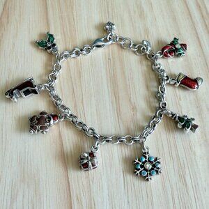 Brighton Christmas Charm Bracelet Silver Tone w Enamel